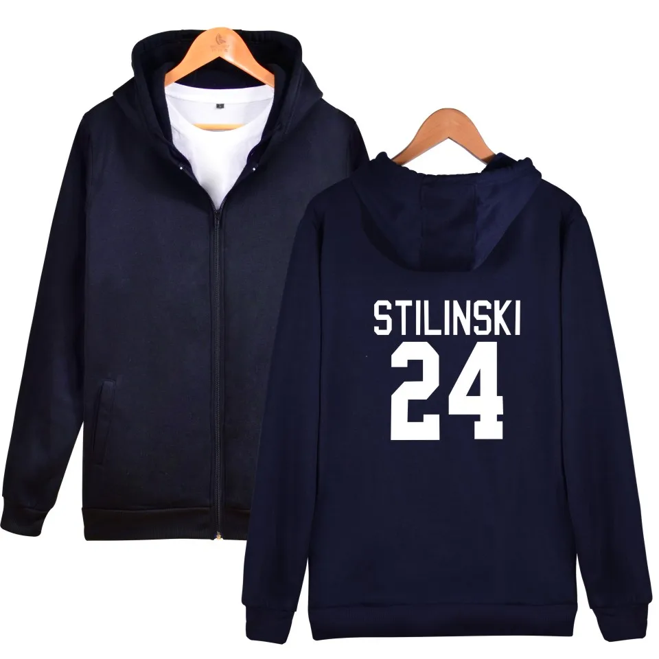 Stilinski 24 Подростковая модная хип хоп толстовка с капюшоном на молнии для мужчин и