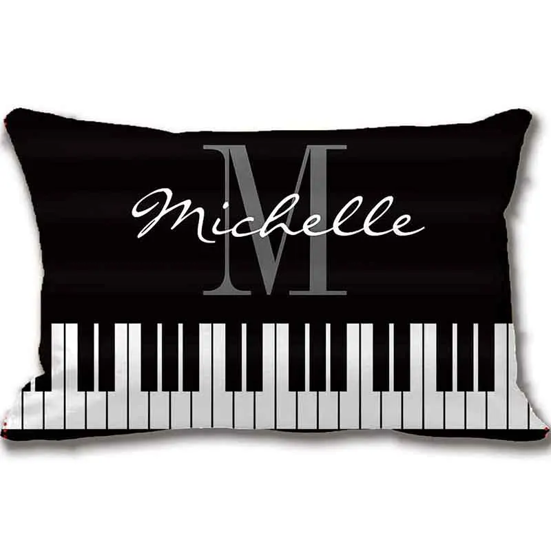 Черно белая декоративная подушка с монограммой для пианино клавиш|cushion cover|decorative