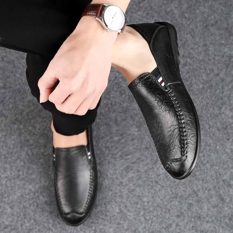 men Moccasins shoes outdoor Loafers Casual Genuine Leather Driving Shoes flats Slip On Boat For Man big size 47 | Обувь
