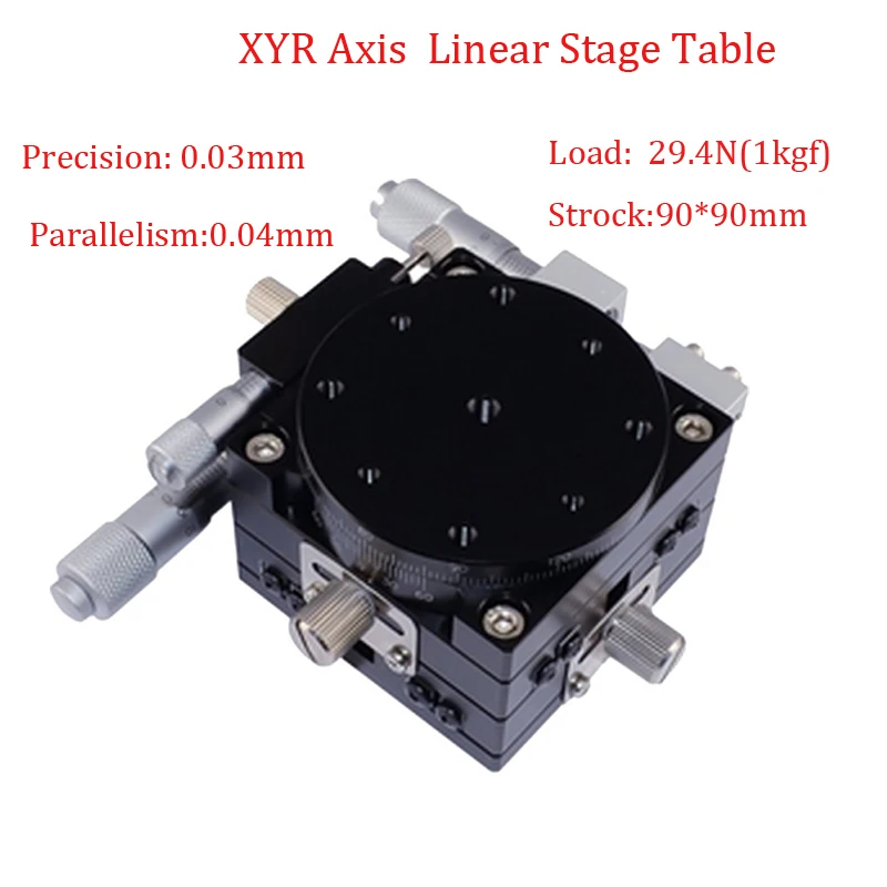 

Платформа для обрезки оси XYR, 90x90 мм, платформа с ручным перемещением, линейный стол для сцены, точный раздвижной стол 0,03 мм, 3,54 дюйма