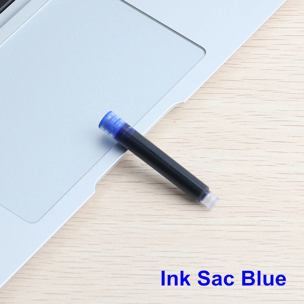 6PCS Blue Ink Sac High Quality Fountain Pen Full Metal Luxury Pens Caneta Office School Stationery Supplies Writing 0.7mm 1mm Black Blue Red Ink - Цвет: 6PCS Blue Ink Sac