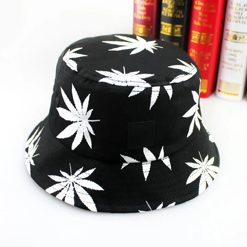 Бесплатная доставка новая мода хип хоп зеленый белый лист рыболовные шапки ведра