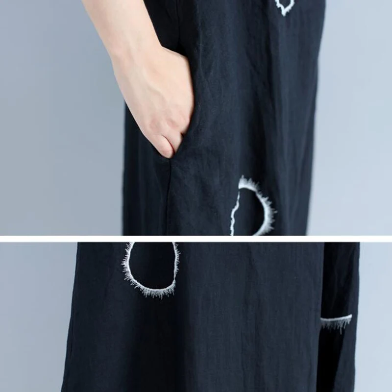 

new fashion cotton linen vintage emboidery plus size women casual loose summer dress vestidos femininos 2018 dresses LY921