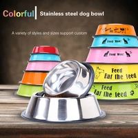 pet food set stainless steel dog bowl senior pet teddy golden size