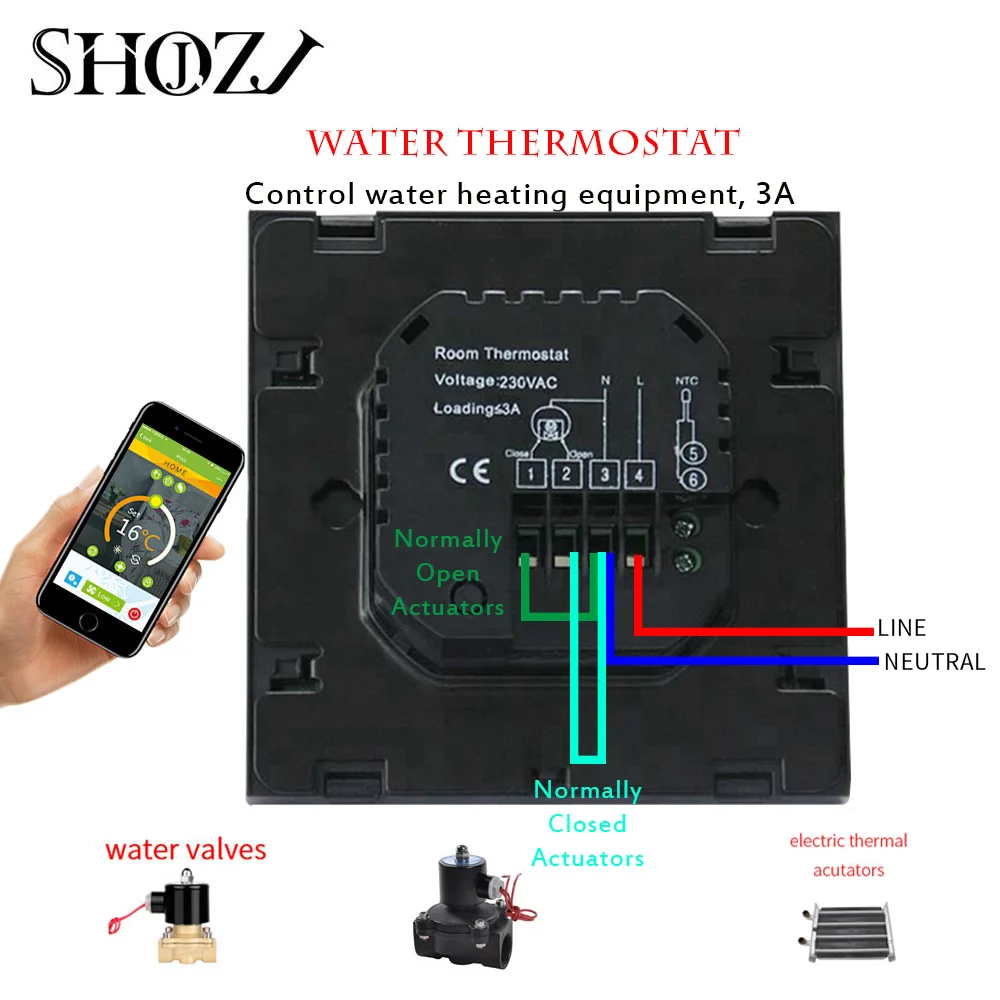 WIFI WATER WiFi сенсорный экран термостат регулятор температуры для электрического/водяного пола с подогревом воды/газовый котел работает Еженедельно Программируемый - Цвет: WIFI WATER