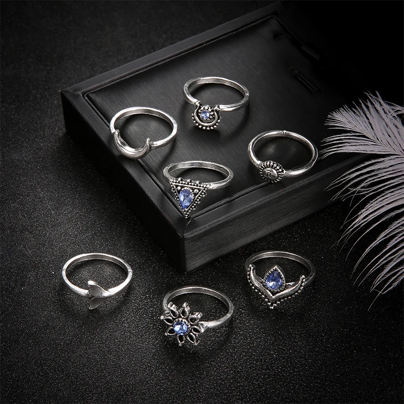 7 шт./компл. серебряный цвет ретро Солнце Луна треугольник цветок капля рыбий