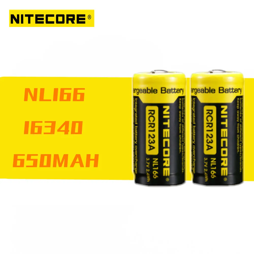 Nitecore NL166 RCR123 100% оригинал 2 шт. 3 7 В 650 мА · ч 4 Вт/ч перезаряжаемый литий ионный