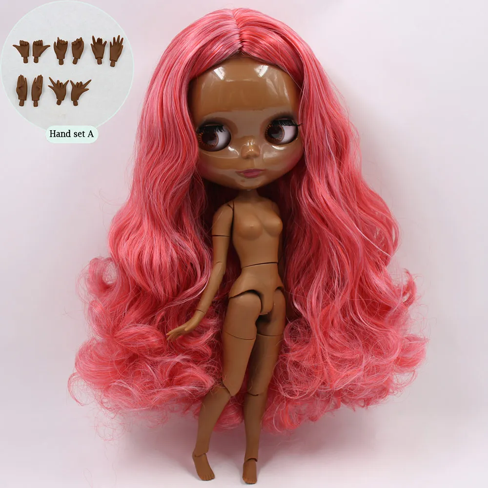 ICY Nude Blyth изготовленная на заказ кукла No. BL1063/1061 красные смешанные волосы 1/6 bjd, pullip, licca, jerryberry - Цвет: A doll with hand A