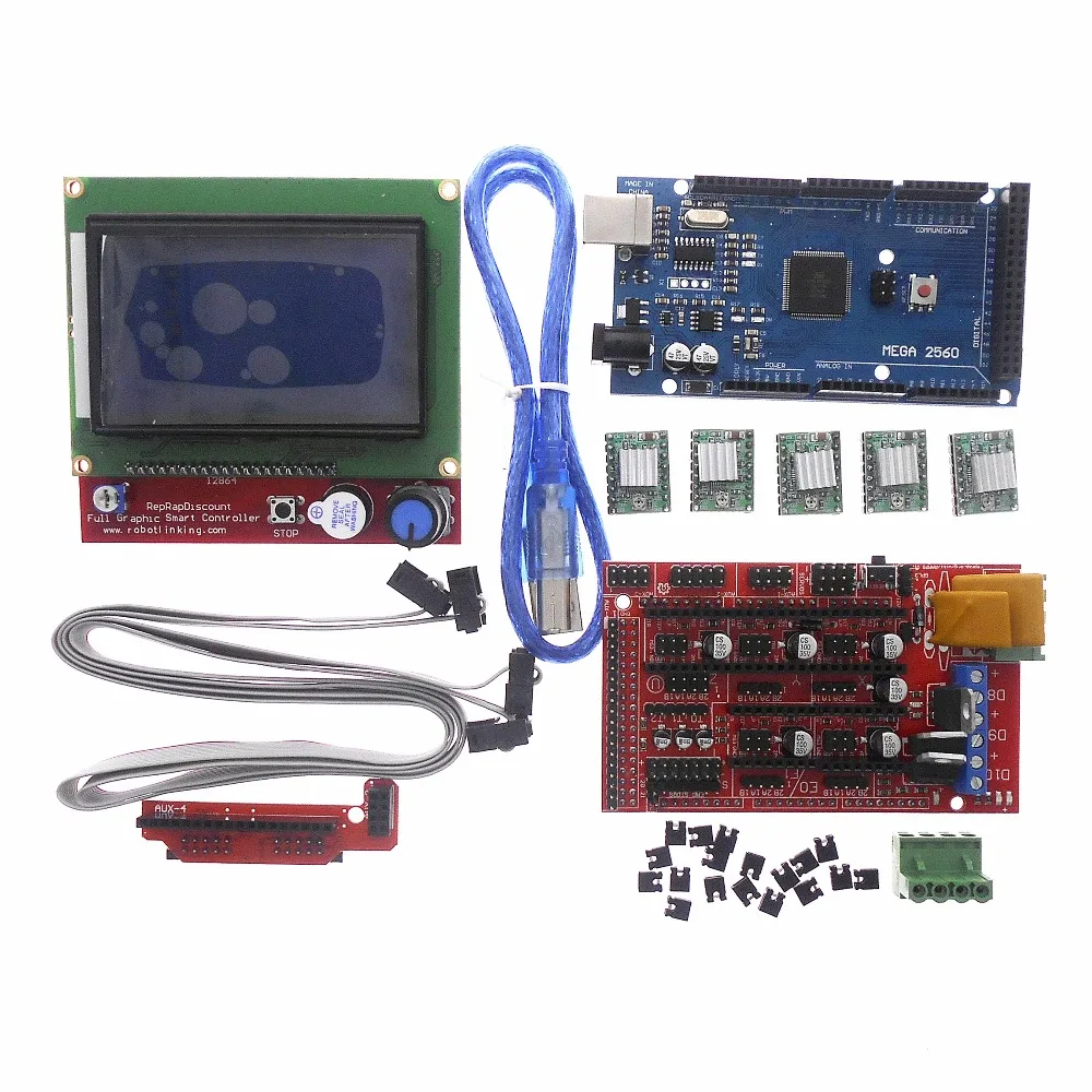 Детали для 3D принтера DuoWeiSi RAMPS 1 4 панель управления 12864 LCD 128x64 Mega 2560 R3 плата A4988