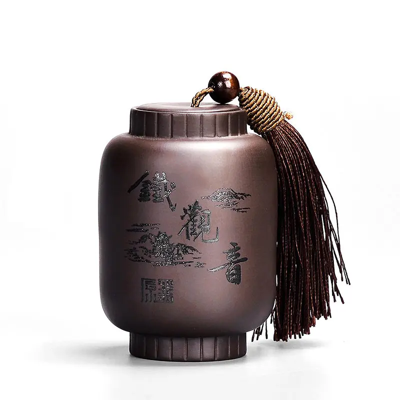 tieguanyin Чайная коробка в форме фонаря, Фиолетовый Глиняный чайный контейнер, мини контейнер для хранения, герметичный резервуар для портативного путешествия, влагостойкие Герметичные банки для хранения - Цвет: tieguanyin