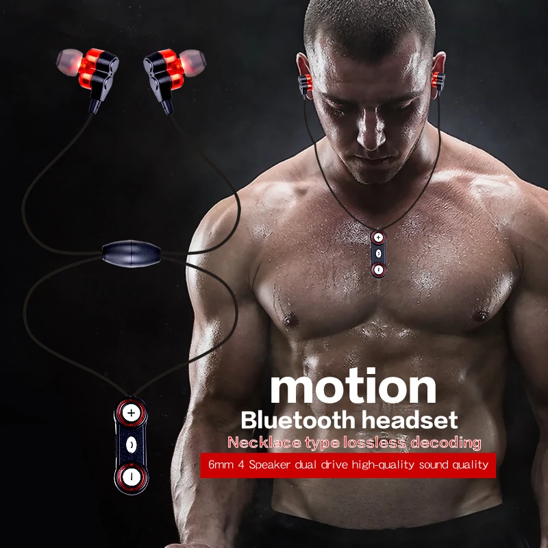 Спортивные Bluetooth Беспроводной наушники шейным гарнитура Hi Fi сильный бас стерео