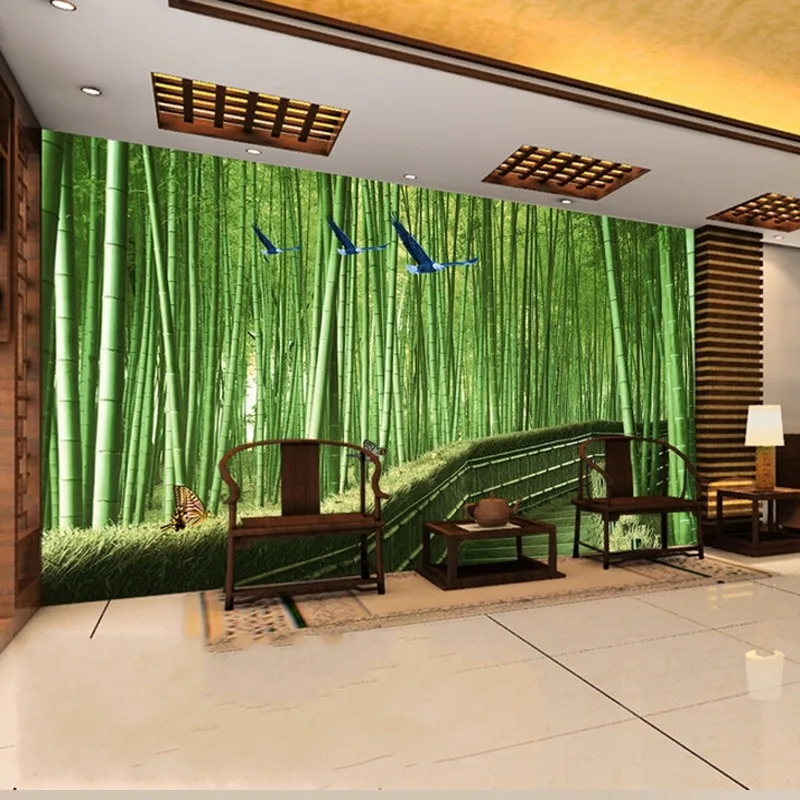 

photo wallpaper 3D stereo custom large mural TV backdrop living room bedroom fresh bamboo forest wallpaper mural
