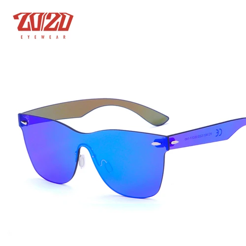 C03 Blue Revo 20/20 Марка Уникальный Стиль Солнцезащитные Очки Женщин Сексуальные Плоские Линзы Солнцезащитные Очки Без Оправы Для Женщин Оттенки Vintage cuculos Gafas - Цвет линз: C03 Blue Revo