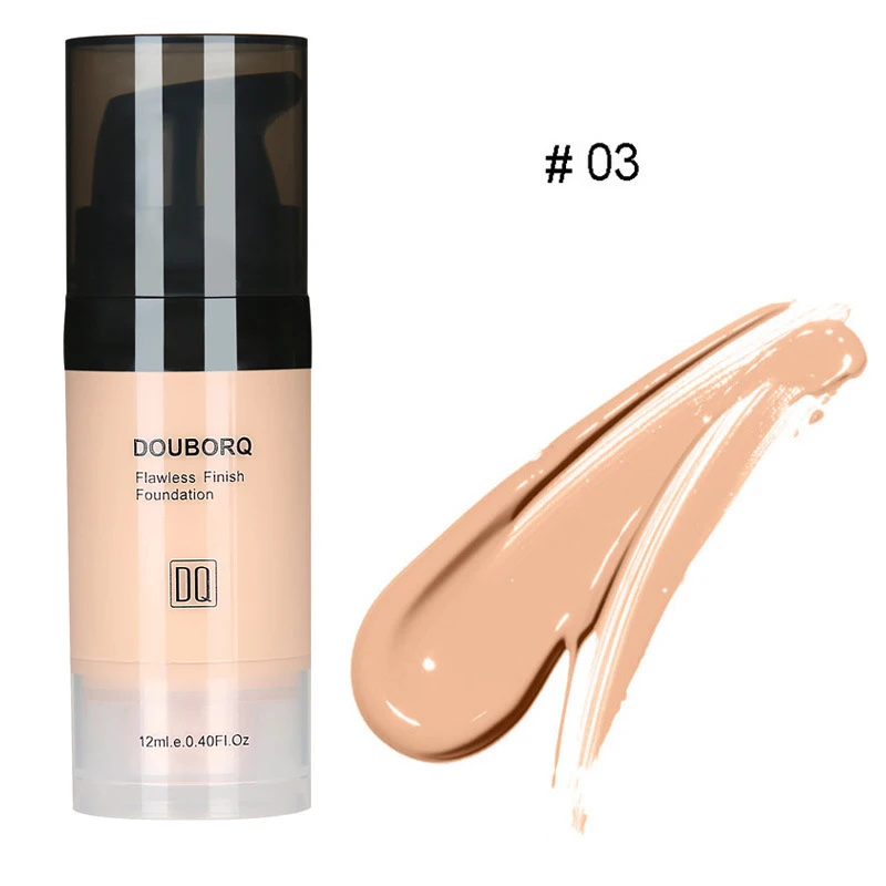 DouborQ Liquid Foundation Concealer Effectively Reduces Dark Circles Brighten Skin Color Waterproof Makeup BB Cream Base TSLM2