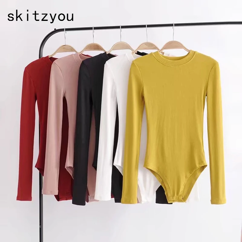 Skitzyou осень зима женские хлопковые Сексуальные облегающие костюмы Комбинезоны