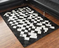 Fashionable art carpet 100% natural genuine cowhide leather bamboo rug