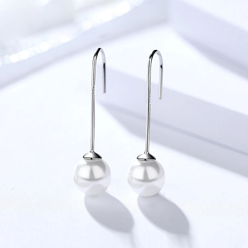 Silver GAGAFEEL, серебряные, розовые, золотые, круглые серьги-капли, CZ Циркон, жемчужные свисающие серьги для женщин, OL стиль, ювелирное изделие, 925 пробы, серебро - Окраска металла: Silver
