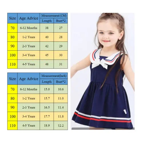 Sailor Navy Dress children Girl Summer Bowknot Stripes Marine Princess dress 1-5y | Детская одежда и обувь