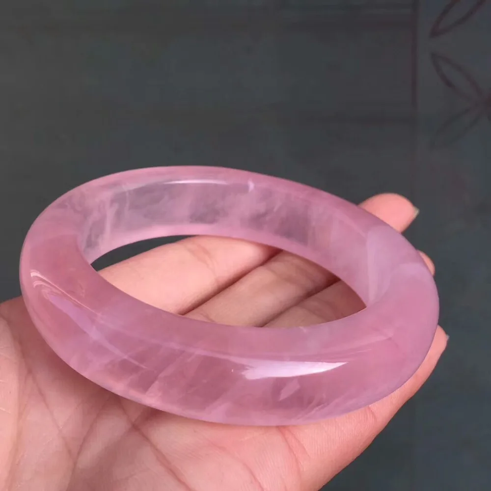 

Genuine Natural Rose Quartz Pink Crystal Woman Bangle Beads Bracelet Inner Diameter 57mm AAAAAA