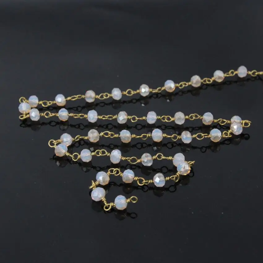 5 метров титановые шампанские стеклянные бусины Рондель цепи латунная проволока