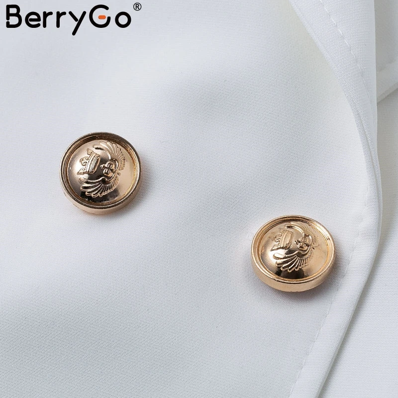 BerryGo элегантное двубортное женское платье офисный блейзер с отложным воротником