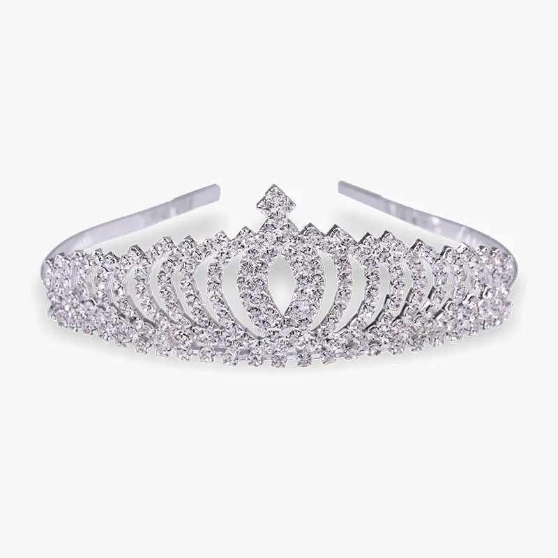 

European Style Girls Hair Accessories Children's Accessories Headdress Silver Rhinestone Big Crown Headband Jewelry Korean