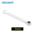 Гаечный ключ с трещоткой 7 мм, с фиксированной головкой, с зеркальной полировкой 72T, с трещоткой, с высоким крутящим моментом