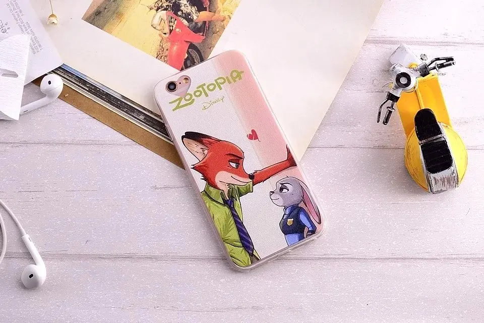 Zootopia Heart-shaped Pattern Silk Phone Case for iphone 6 6s plus Back Fundas Cover Coque Capa Para Flash Nick Fox Wilde |