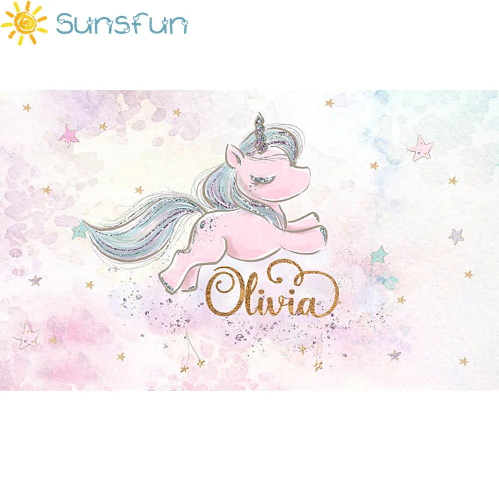 Sunsfun 7x5 футов акварельный розовый милый Единорог фон звезды для фото фотографии с