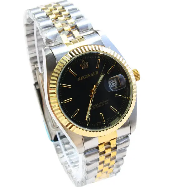 Часы мужские кварцевые с календарем роскошные брендовые золотистые наручные