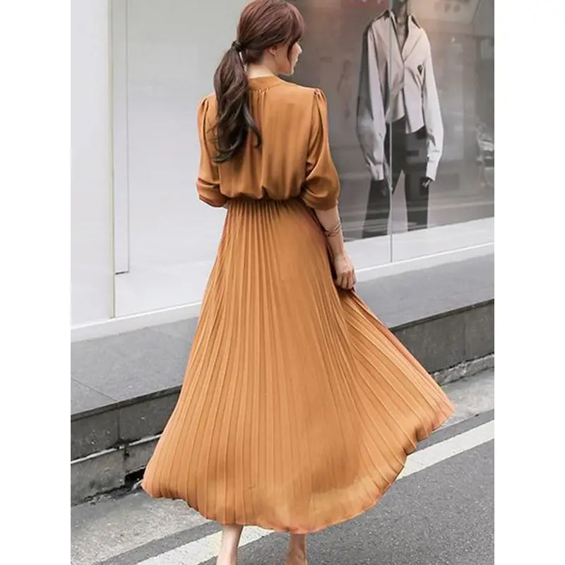 Летнее повседневное элегантное офисное женское корейское синее винтажное