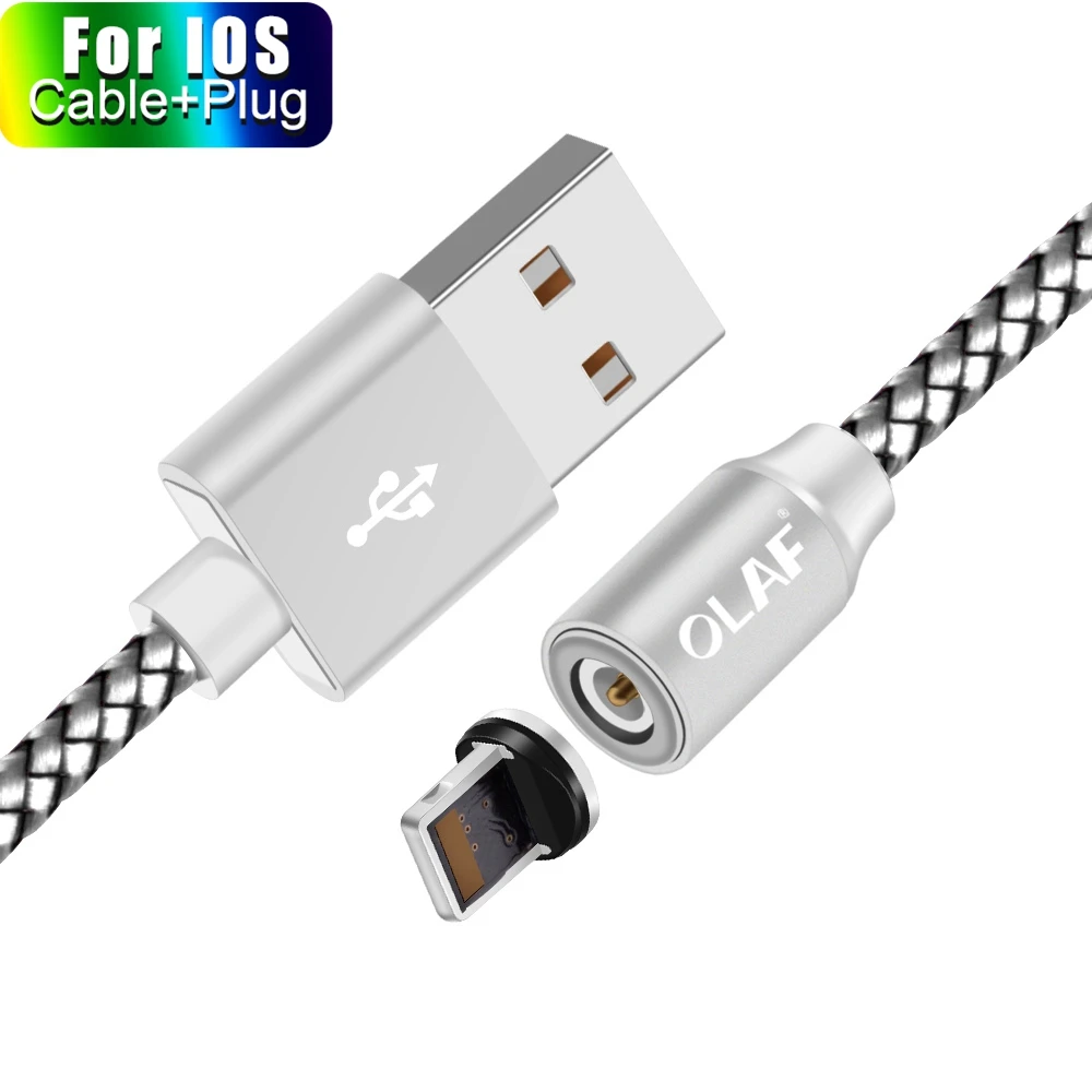 Магнитный кабель Олаф 1 м 2 м Micro usb type C кабель для быстрой зарядки USB C магнитное зарядное устройство для samsung S10 S9 Xiaomi Mi9 iPhone X 8 7 - Цвет: For IOS Cable