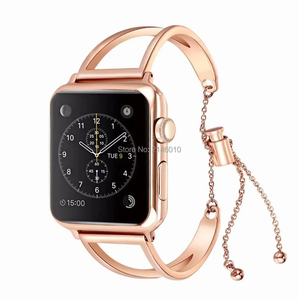 Ремешок из нержавеющей стали для Apple Watch Band браслет на цепочке iWatch Girl с блестками