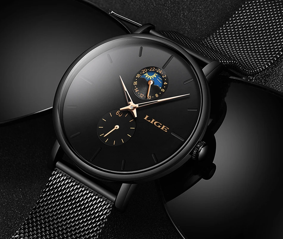 LIGE Fashion Casual Mens Watches Waterproof Analogue Sports Fashion Casual Mens Watches Waterproof Analogue Sports Wristwatches