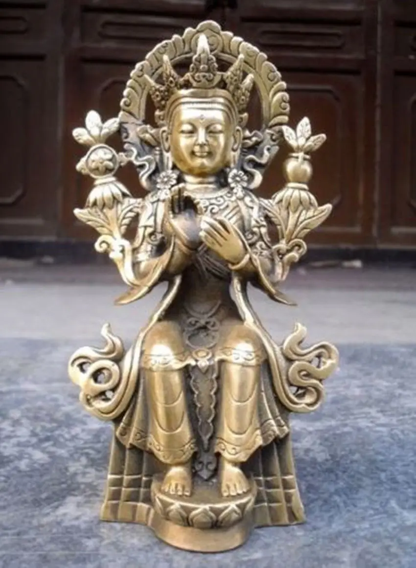 

China's Tibet Buddhism bronze goddess guanyin bodhisattva figure of Buddha statue decoration metal handicraft