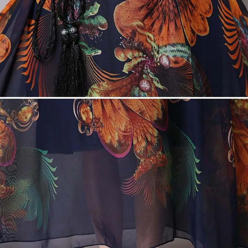 Женское шифоновое платье с принтом Длинное свободное размера плюс 4XL в богемном