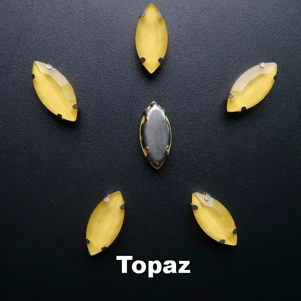 A12 Topaz Желе конфеты AB цвета стекло кристалл серебро коготь настройки 7*15 мм Navette Маркиза Форма пришить Стразы Бисер свадебное платье diy - Цвет: A12 Topaz