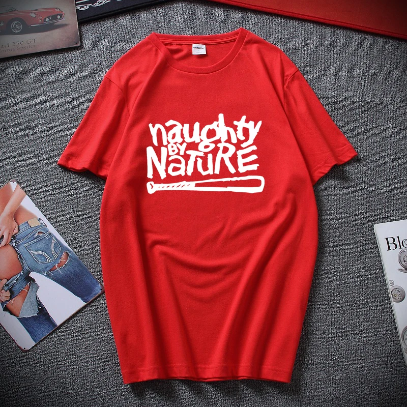Красный Naughty By Nature/футболка в стиле хип-хоп, рэп, скейтбординг, музыкальная группа 90s Bboy Bgirl черная хлопковая футболка футболки - Цвет: Красный