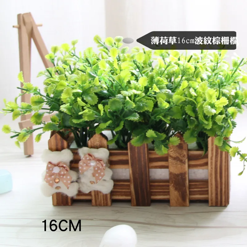 1 комплект Mentha с горшок трава забор искусственный цветок растение моделирование