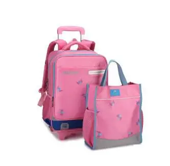 Школьные Рюкзаки-тележки для детей, школьный ранец для девочек, школьная сумка на колесиках для студентов