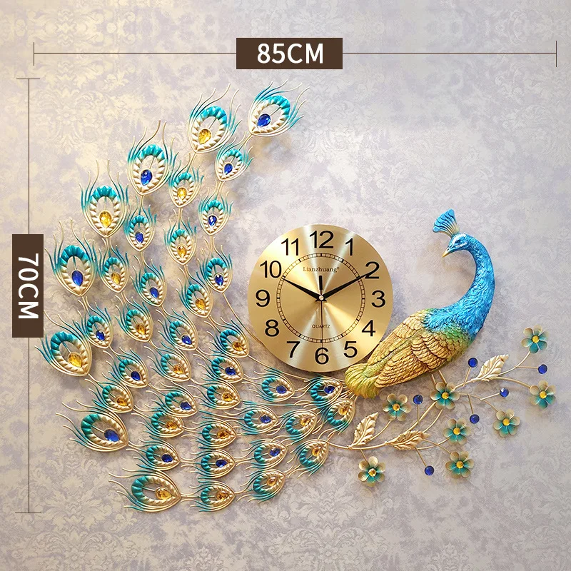 B 85cm70cm Горячая, современный дом Diy немой гостиной настенные часы скандинавские 3D часы с павлином креативные Reloj De Pared модные декоративные кварцевые часы - Цвет: B 85cm70cm