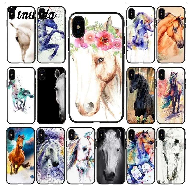 Yinuoda Лошадь Животное ТПУ мягкий силиконовый черный чехол для телефона iphone X XS MAX 8