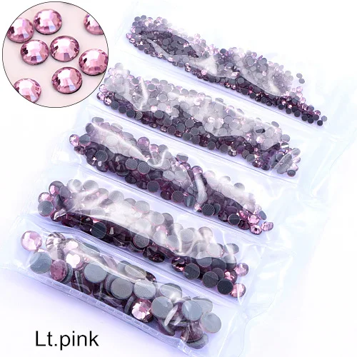 Lt.pink Стразы DMC с горячей фиксацией, 23 Цвета, SS6-SS30, 1200 шт., стразы для украшения свадебного платья B1262 - Цвет: Lt.pink