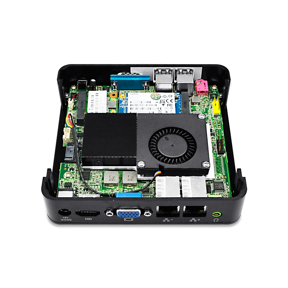 Qotom Dual Lan мини-компьютер X86 DC 12 В процессор Celeron 1007U на плате двойной дисплей 4 * USB Linux/