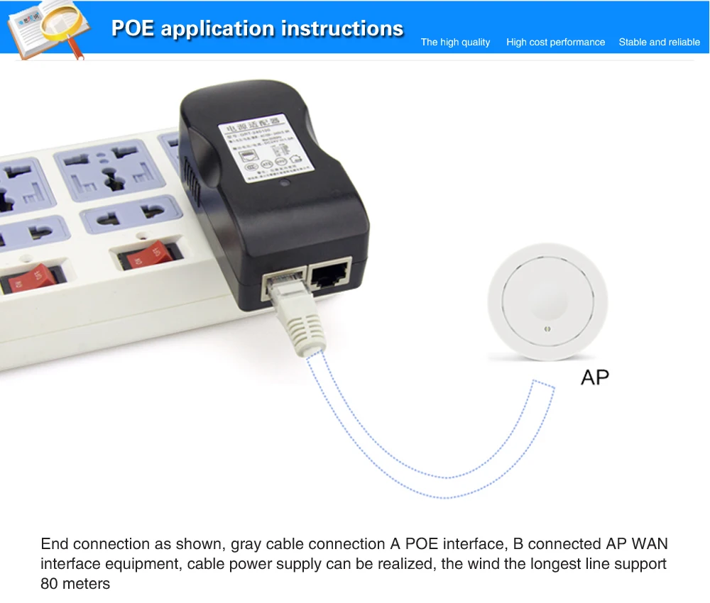 48V 0 5 A PoE Инжектор питания через Ethernet адаптер вставной настенный тип|poe injector power|poe