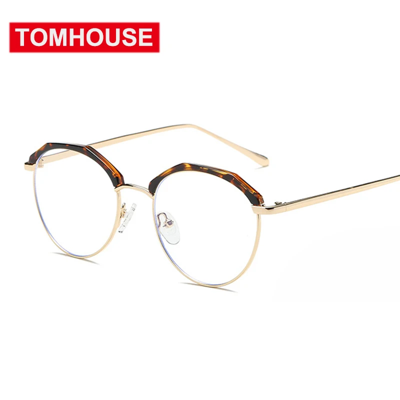 Компьютерные очки Женские Мужские Анти Синий Лучи Излучения Круглые Оправы из сплава Очистить Линзы Очки для мужчин и женщин.