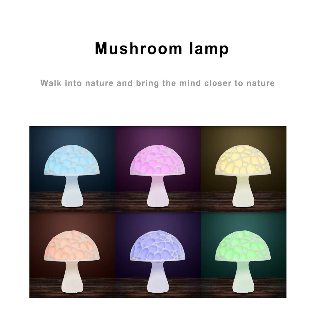 2019 New Arrival Rechargeable Mushroom Light 3D Print Moon Lamp Home Decor Creative Battery Powered Led Color Night | Лампы и