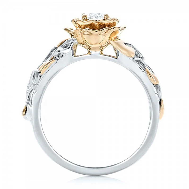 Двухцветная лента с розами винтажные дизайнерские свадебные кольца Halo Promise Eternity