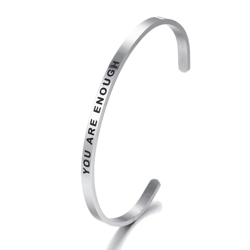 YOU GOT THIS 4mm Width Mantra Bracelets Bangles 316L Stainless Steel Positive Inspirational Quotes | Украшения и аксессуары
