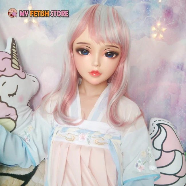 (Chan 01) Женская милая девочка каучуковая полуголовая Kigurumi BJD маска для косплея